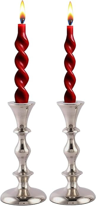 Rely+ Silver Candle Holders Set of 2 Decorative Centerpiece Table Candlesticks Holders for Taper ... | Amazon (US)