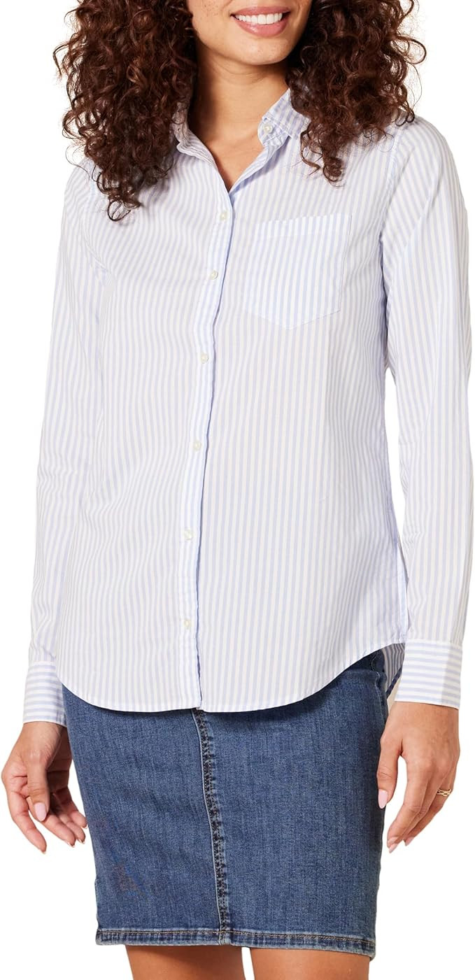 Amazon Essentials Women's Classic-Fit Long-Sleeve Button-Down Poplin Shirt | Amazon (US)