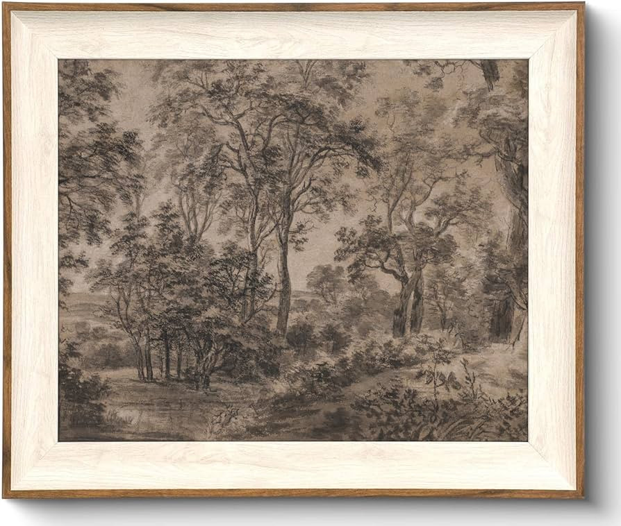 Framed Canvas Wall Art for Living Room Decor, Vintage Neutral Brown Woodland Landscape Painting F... | Amazon (US)