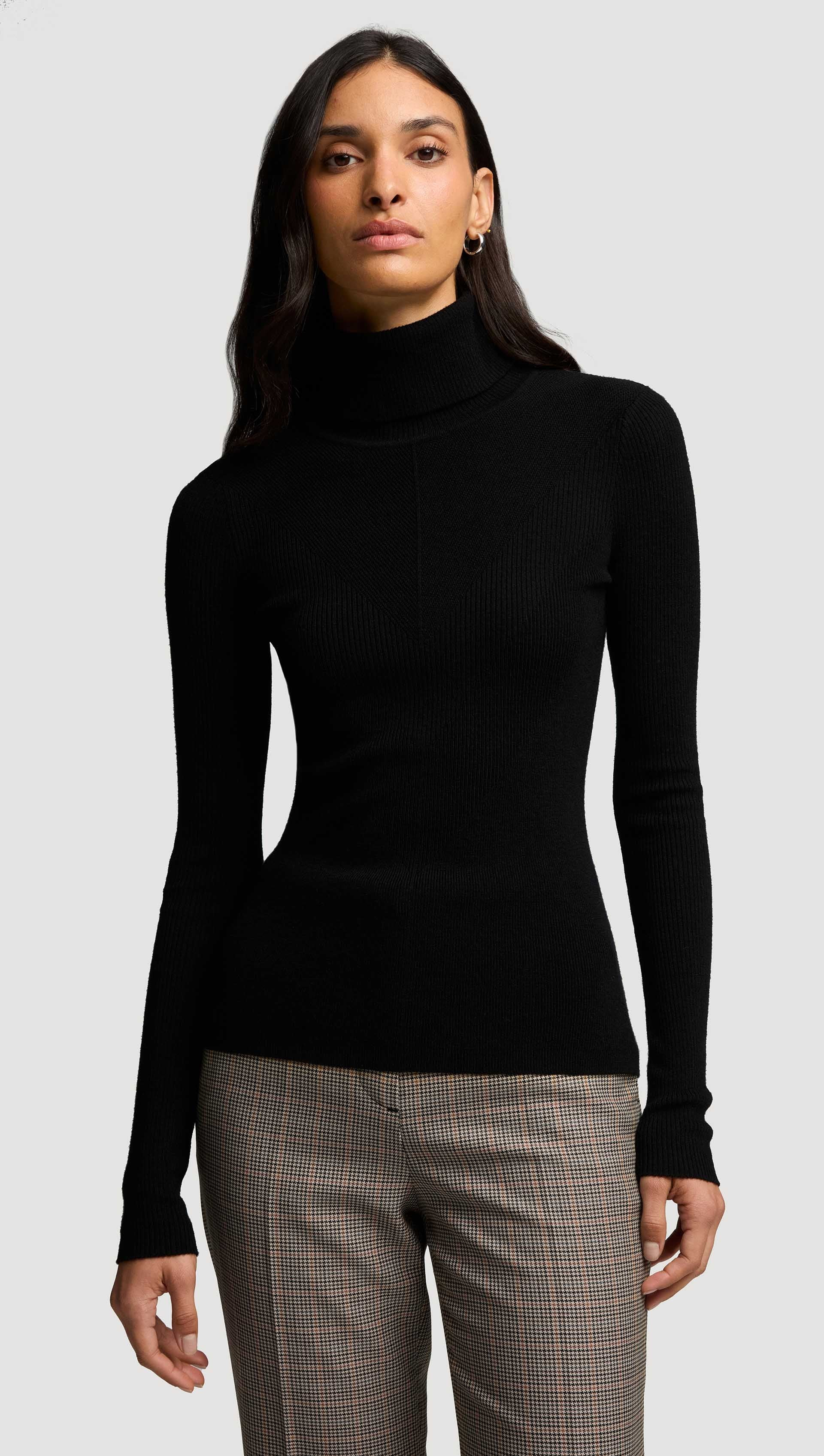 Knit Turtleneck in Stretch Wool | Women's Tops | Argent | Argent