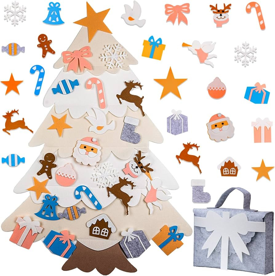 Felt Christmas Tree for Kids Wall Christmas Tree - Unique White Kids Christmas Tree - Christmas C... | Amazon (US)