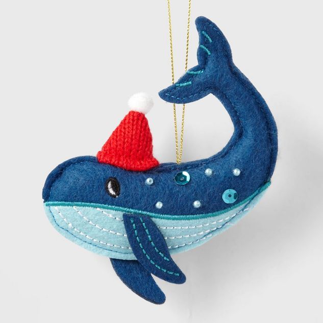 Fabric Whale with Hat Christmas Tree Ornament - Wondershop&#8482; | Target
