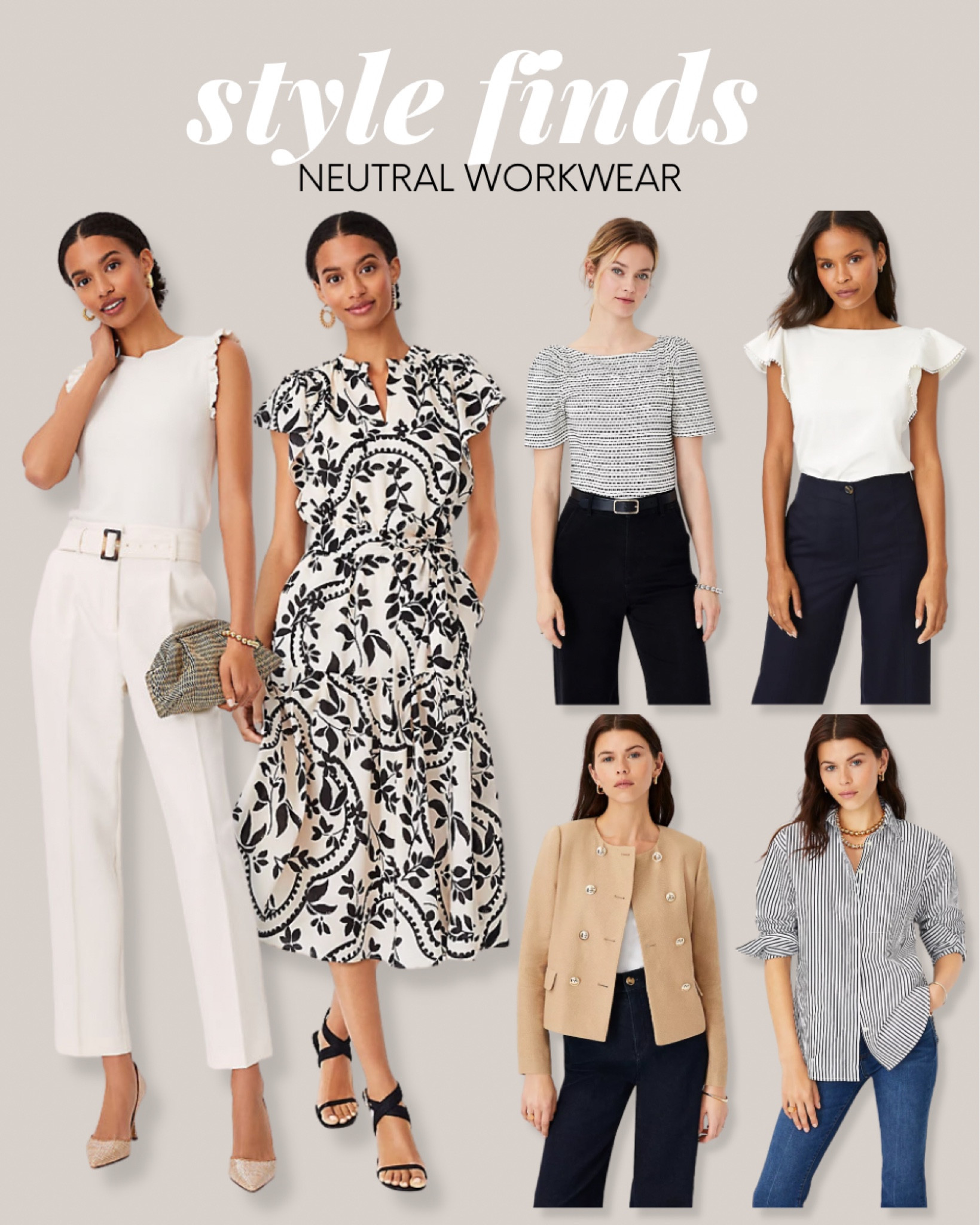 Ann Taylor sale
Neutral work outfit
Business casual outfit
Smart casual outfit
Summer work outfit
White sleeveless sweater
White ruffle top
White pants
Black and white floral dress
Floral dress with pockets
Floral midi dress
Black and white dress
Black and white top
Beige jacket
Black and white striped button up shirt


#LTKstyletip #LTKFind #LTKworkwear