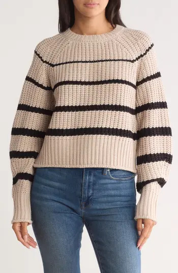 RDI Stripe Raglan Sleeve Sweater in Moonlight/Black at Nordstrom Rack, Size Small | Nordstrom Rack