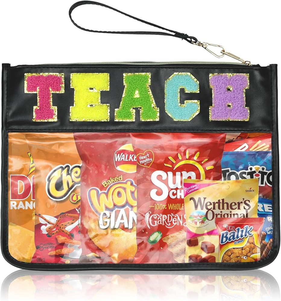 Snack Bags Pouch Travel Makeup Bag Chenille Letter Bags for Zipper Pouch Clear Cosmetic Bag Tote ... | Amazon (US)