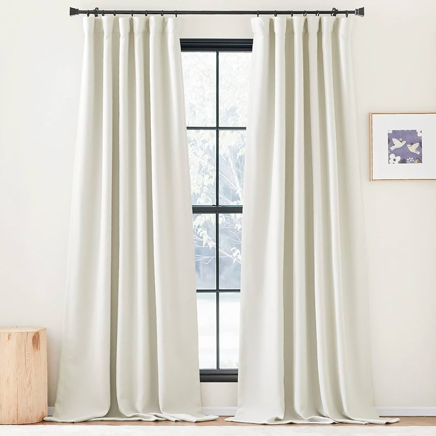 NICETOWN Room Darkening Curtains 84 inches Long Faux Linen for Bedroom 2 Panels, Pinch Pleated Li... | Amazon (US)