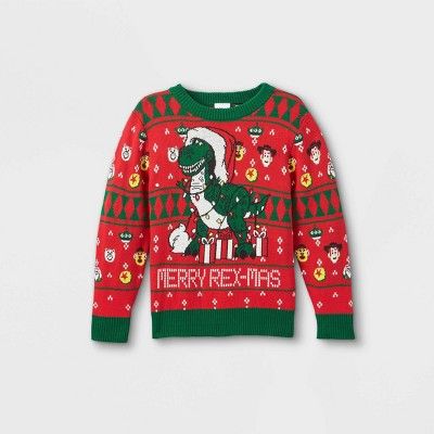 Toddler Boys' Toy Story Merry Rex-Mas Sweater - Red | Target