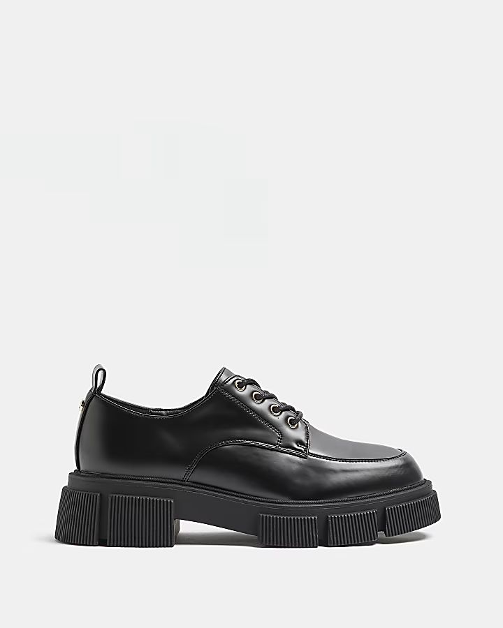 Black chunky lace up shoes | River Island (UK & IE)