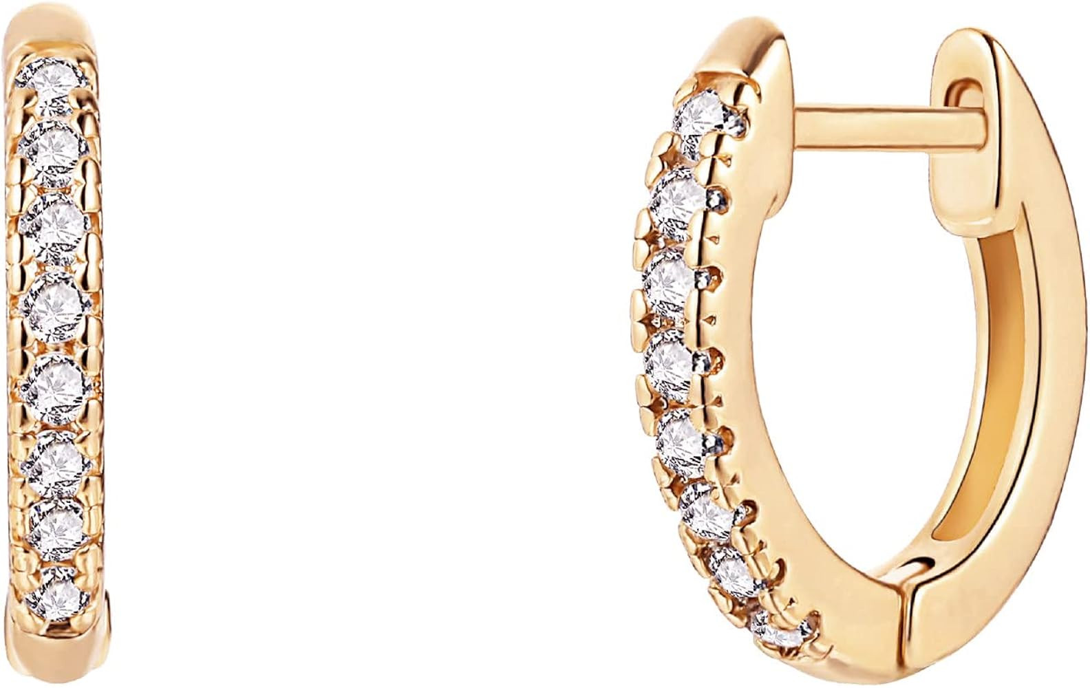 Barzel 18K Gold Plated Cubic Zirconia Huggie Cuff Earrings For Women | Amazon (US)