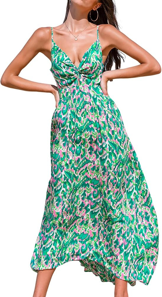 CUPSHE Women's Maxi Dresses V Neck Beach Sleeveless Cutout Ruffled Formal Spaghetti Straps Casual... | Amazon (US)