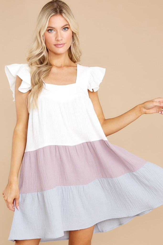 Glowing Days Dusty Blue Multi Dress | Red Dress 