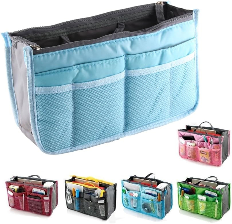 fenrad Double Zipper Multifunction Handbag Folder Handbag Organizer Travel Bag Trading Bag (Blue) | Amazon (DE)