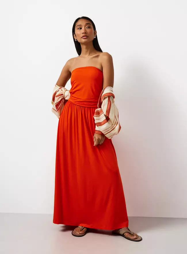Buy Orange Jersey Bandeau Style Maxi Dress 20 | Maxi | Tu | Tu Clothing