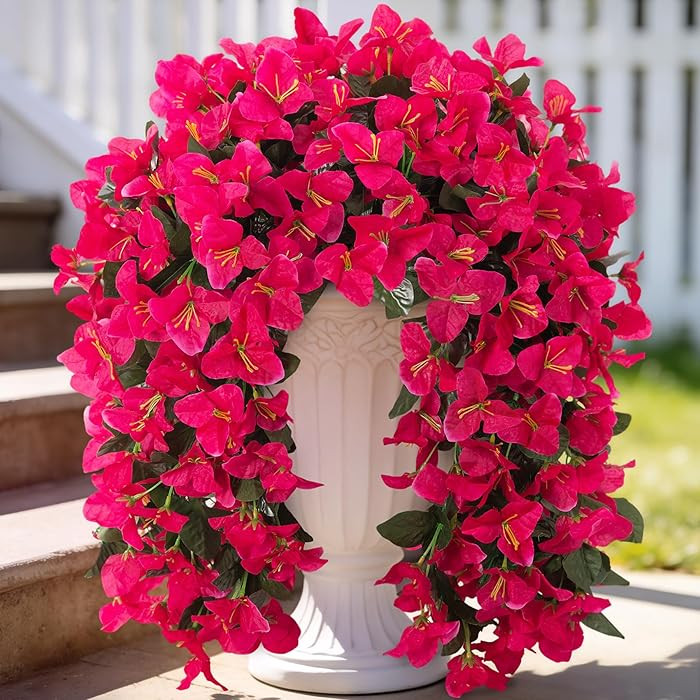 Fake Bougainvillea Artificial Flowers for Outdoors Decoration 2 pcs Faux Hanging Flowers Plants f... | Amazon (US)