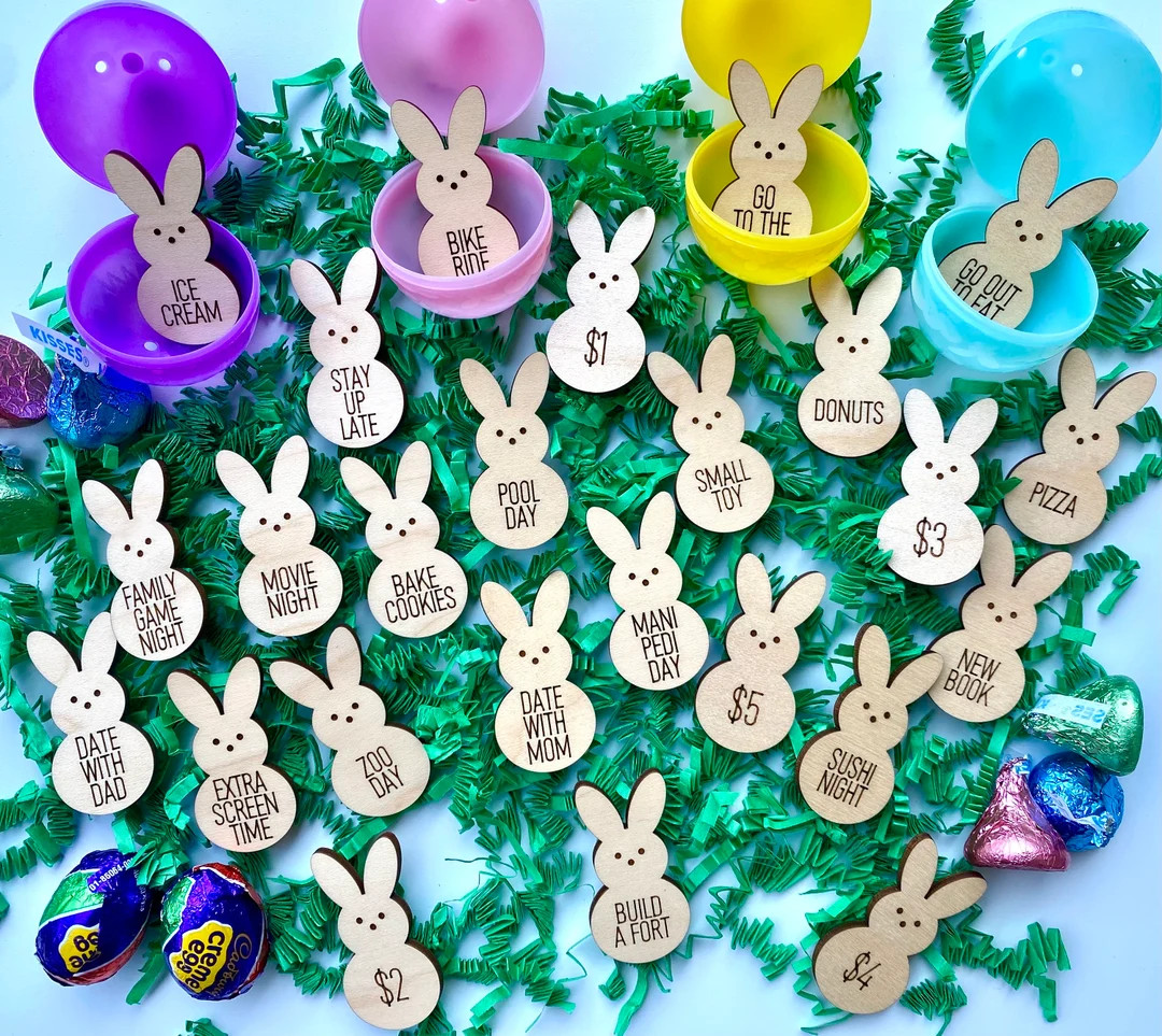 Custom Wooden Easter Egg Hunt Tokens, Easter Bunny Tokens, Easter Egg Hunting Surprise Gift Token... | Etsy (US)
