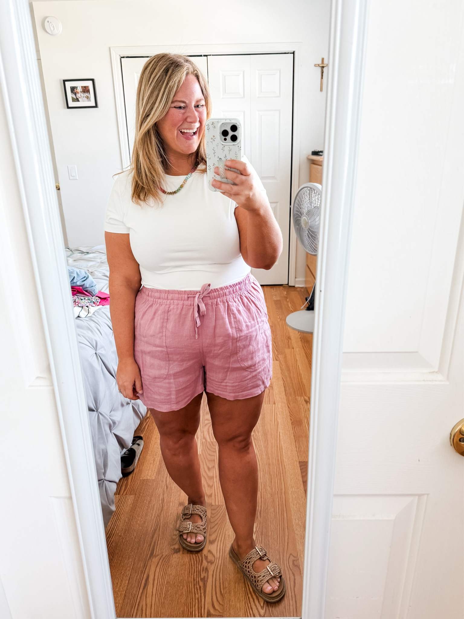 Wearing an XL in my tee and linen shorts

#LTKMidsize #LTKSeasonal #LTKootd
