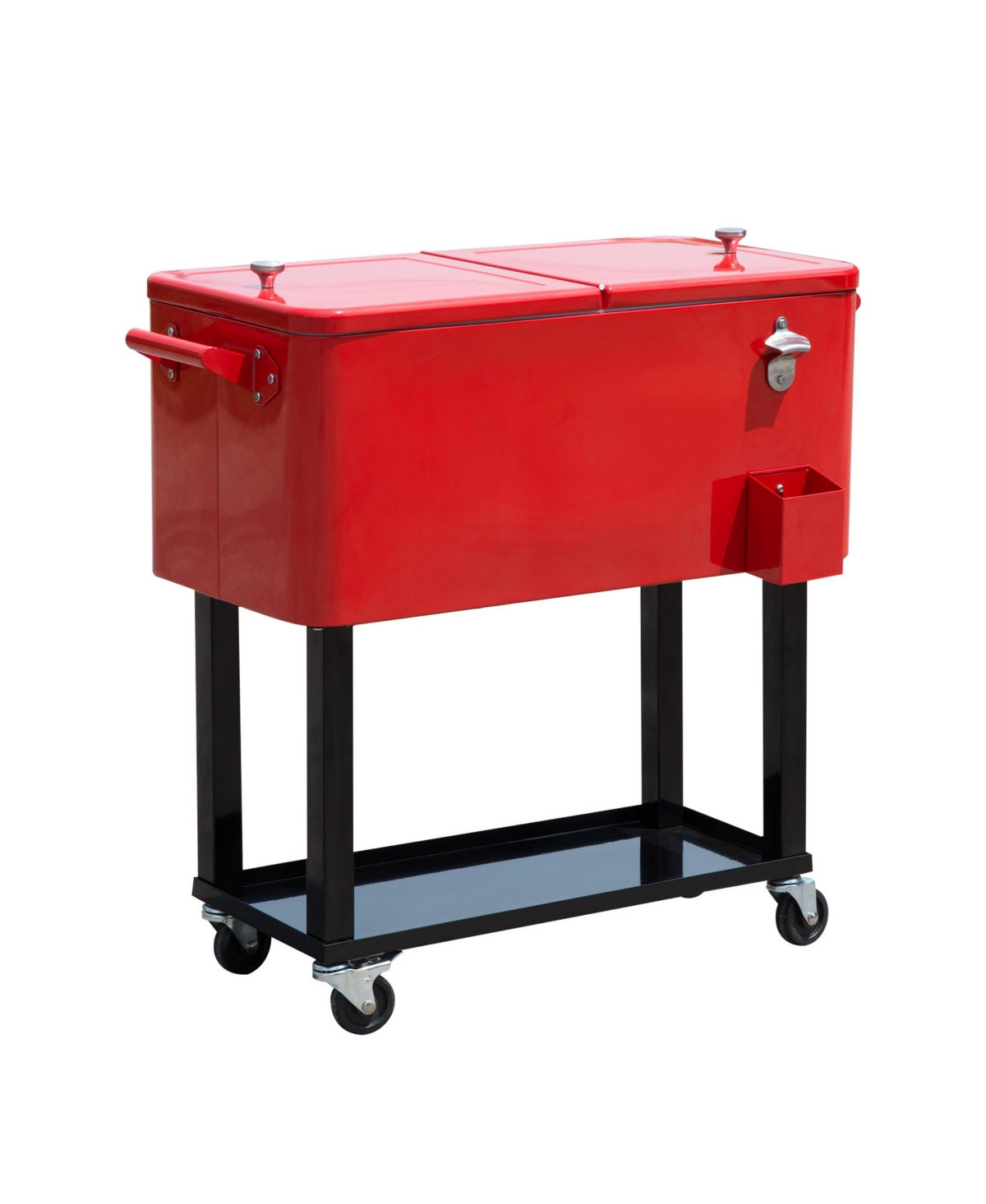 Outsunny 80 Qt Rolling Cooling Bins Ice Chest on Wheels Outdoor Stand Up Drink Cooler Cart for Party, Red - Red | Macy's