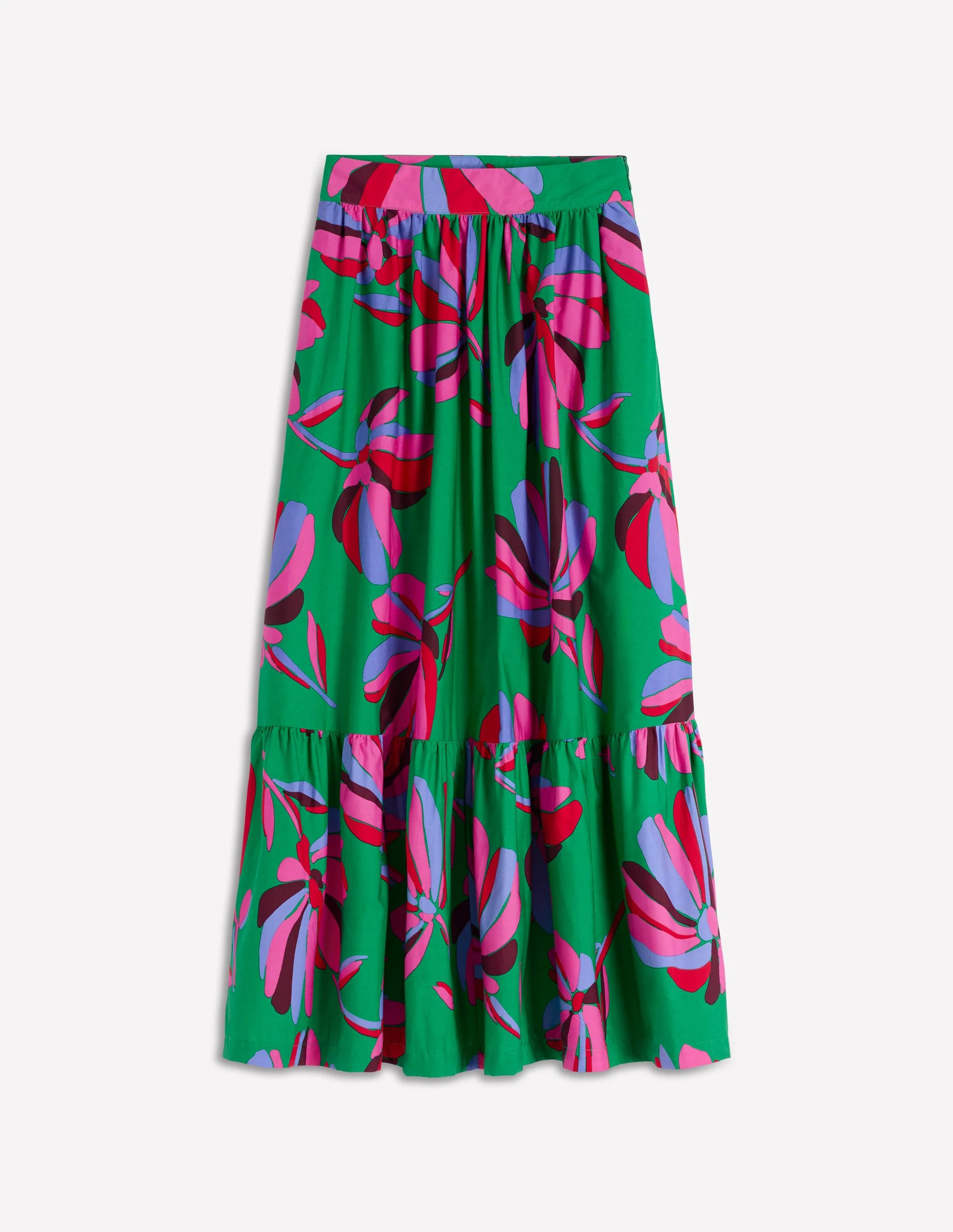 Abigail Poplin Maxi Skirt-Green, Daisy Cascade | Boden (US)