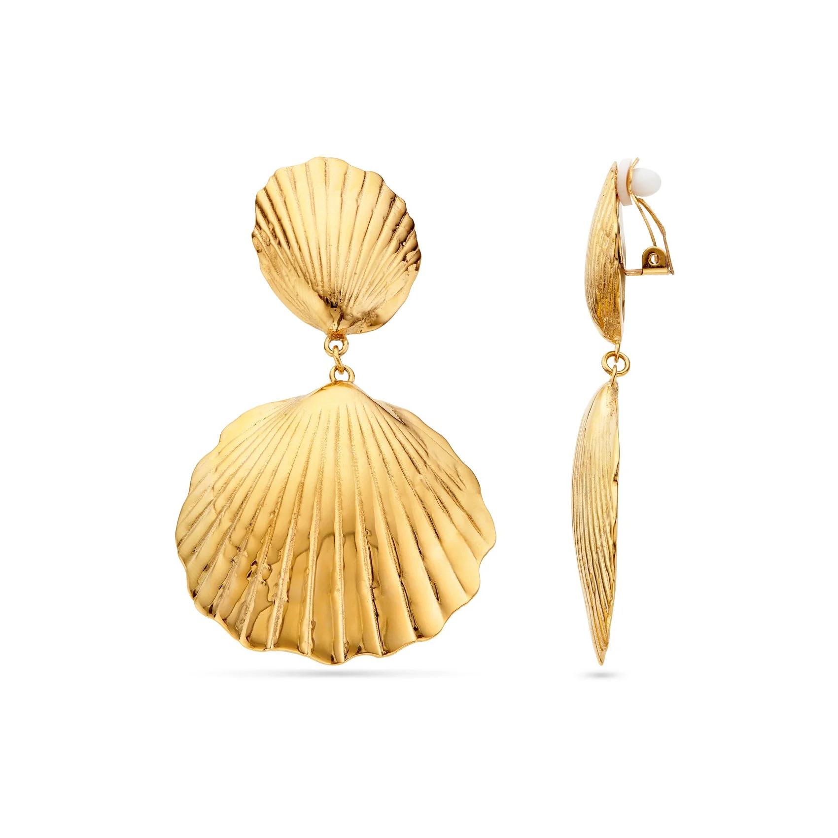 Ocean Shell Clip-On Earrings (Gold) | Abbott Lyon