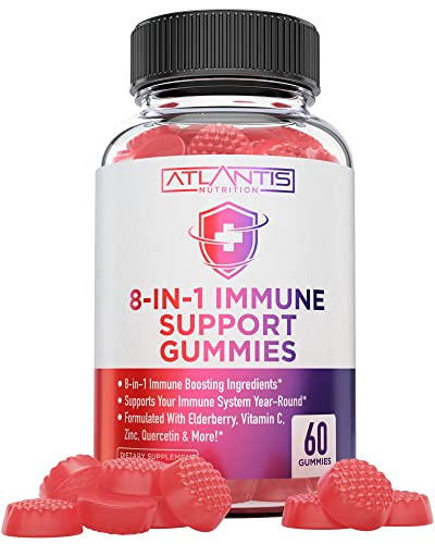 Atlantis Nutrition 8-in-1 Immune Support Gummies with Elderberry | Immune Supplement with Elderberry, Quercetin, Zinc, Vitamin C - Immunity Boosters for Adults & Kids - Delicious Flavor - 60 Count | Amazon (US)