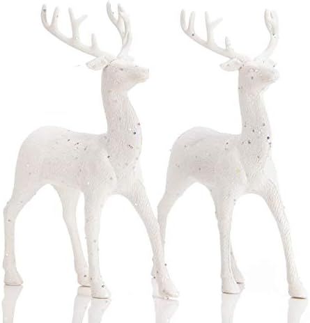 Amazon.com: ARCCI Standing Reindeer Decorations Christmas Deer Figurines, 8.6" x 12" White Reinde... | Amazon (US)