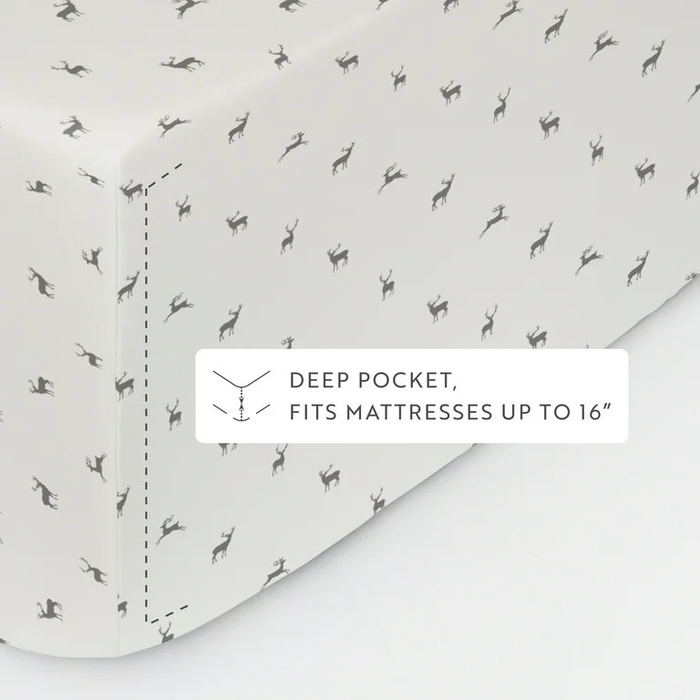 Noble Linens 4 Piece Holiday Microfiber Bed Sheet Set, Reindeer, King | Walmart (US)