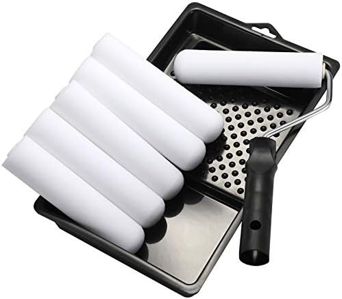 Foam Paint Roller Set with 6-Inch High-Density Foam Mini Roller Cover Refills, Roller Frame and Tray | Amazon (US)
