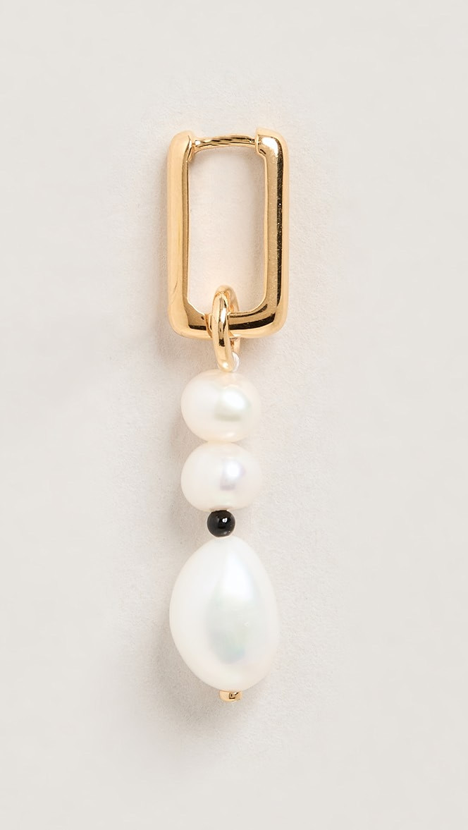 Gold Pearl & Onyx Short Drop Single Earring | Shopbop
