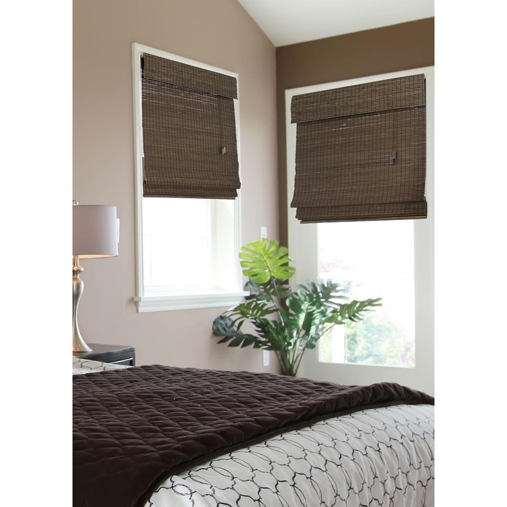 Home Decorators Collection Espresso (Brown) Flatweave Bamboo Roman Shade - 58 in. W x 48 in. L (Actual Size 57.5 in. W x 48 in. L) | Home Depot
