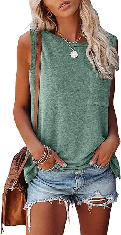 MIROL Women's Sleeveless Tank Tops Basic Loose Tunic T Shirts Batwing Sleeve Solid Color Casual T... | Amazon (US)