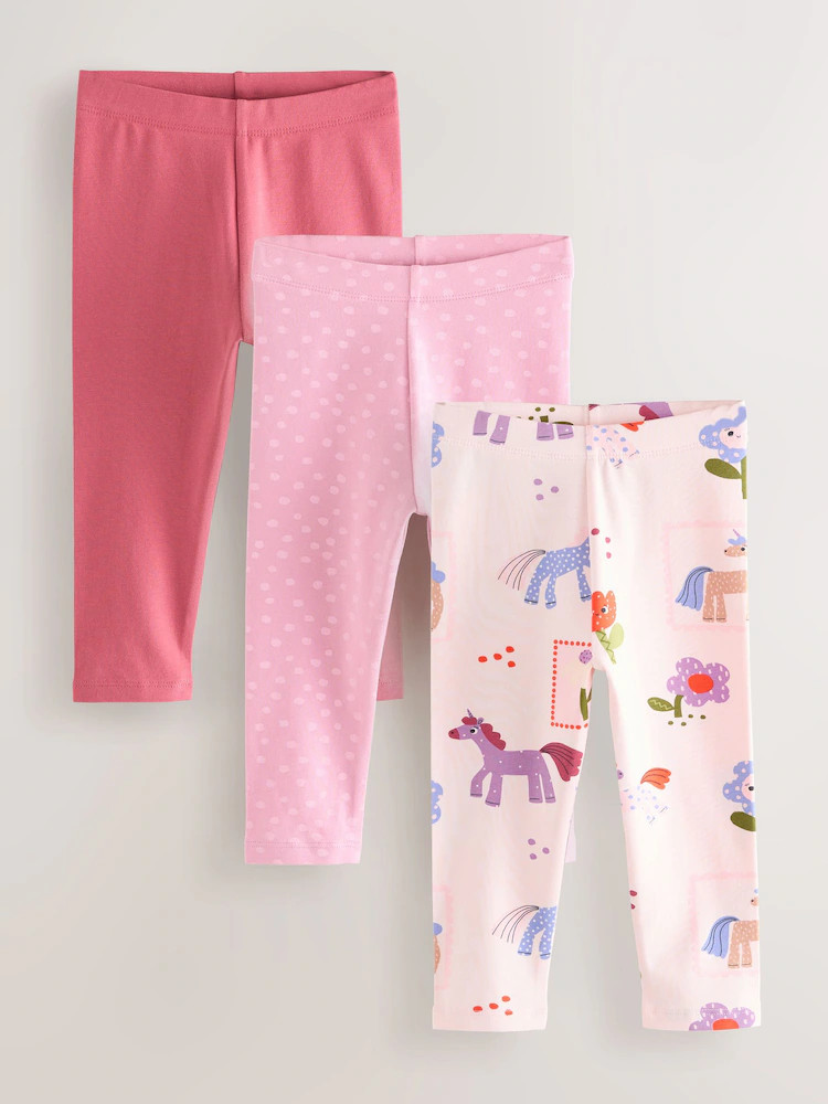 Pink Unicorn Leggings 3 Pack (3mths-7yrs) | Next US