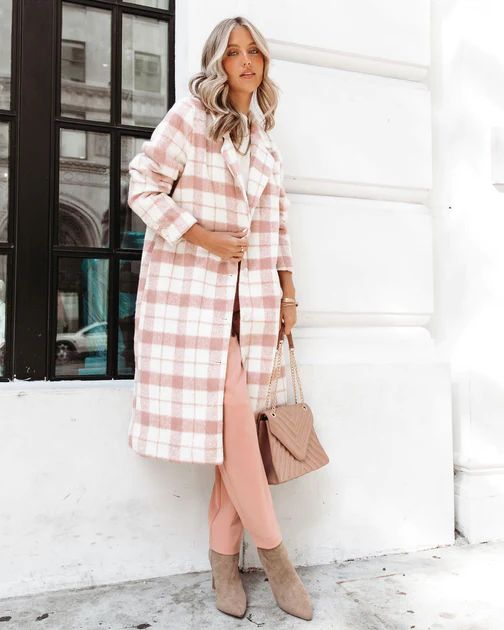 City Girl Pocketed Plaid Coat - Mauve | VICI Collection