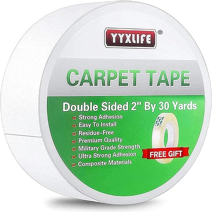 YYXLIFE Rug Tape Double Sided Carpet Tape Heavy Duty, 2 Inch x 30 Yards, Carpet Adhesive Removabl... | Amazon (US)