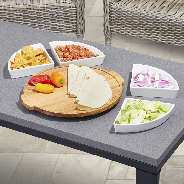 Better Homes & Gardens Acacia and Stoneware 5pc Lazy Susan Set - Walmart.com | Walmart (US)