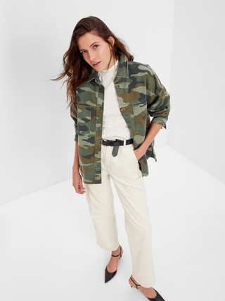 Oversized Khaki Shirt Jacket with Washwell | Gap (US)