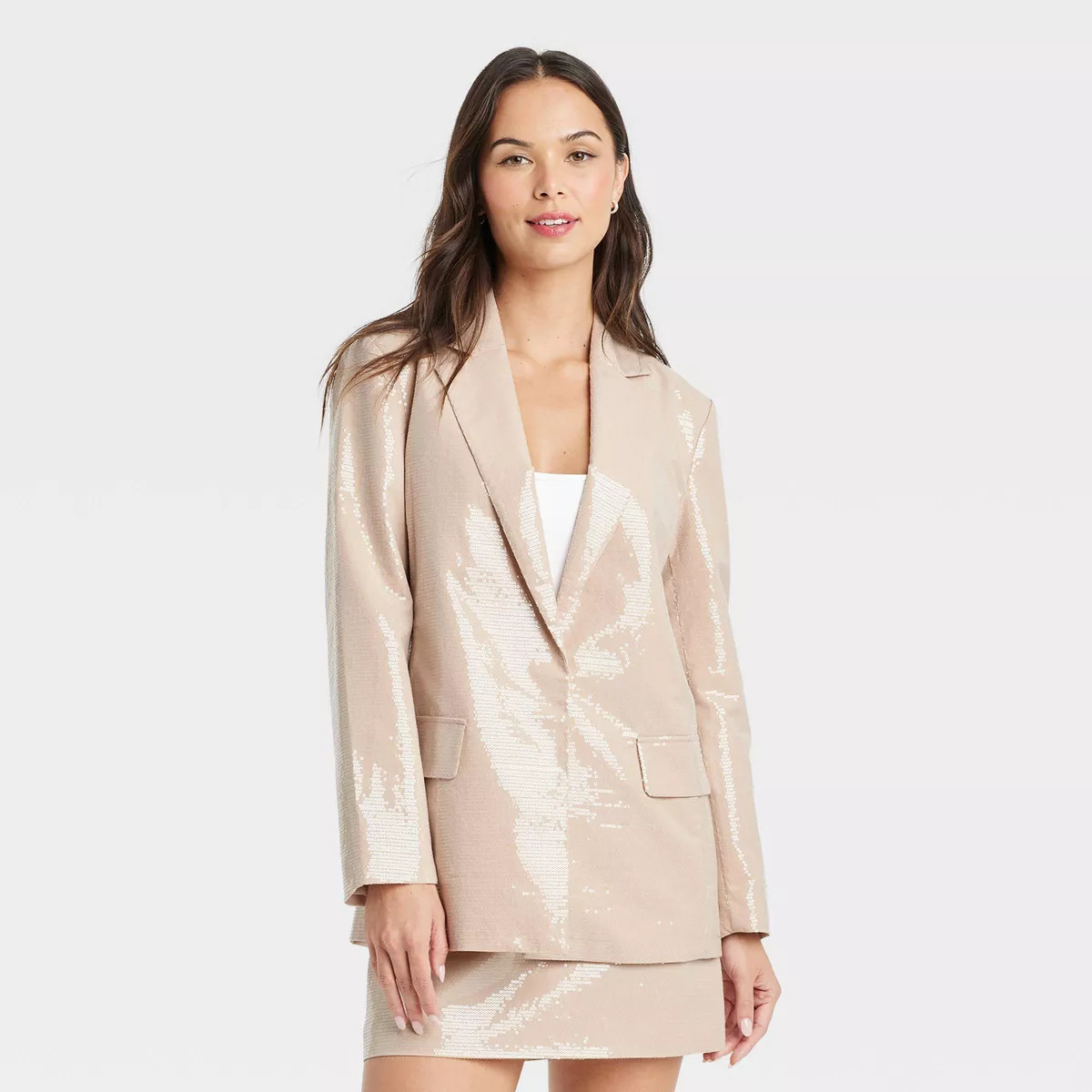 Women's Sequin Blazer - A New Day™ Tan | Target