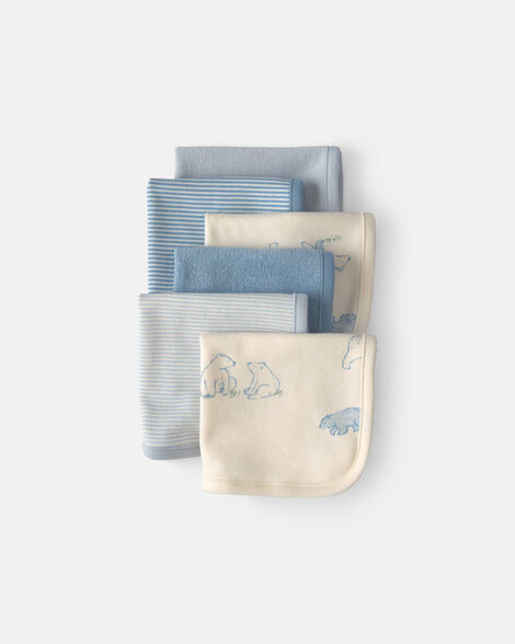 Baby 6-Pack Bear Terry Washcloths - Blue | Carter's | Carter's Inc