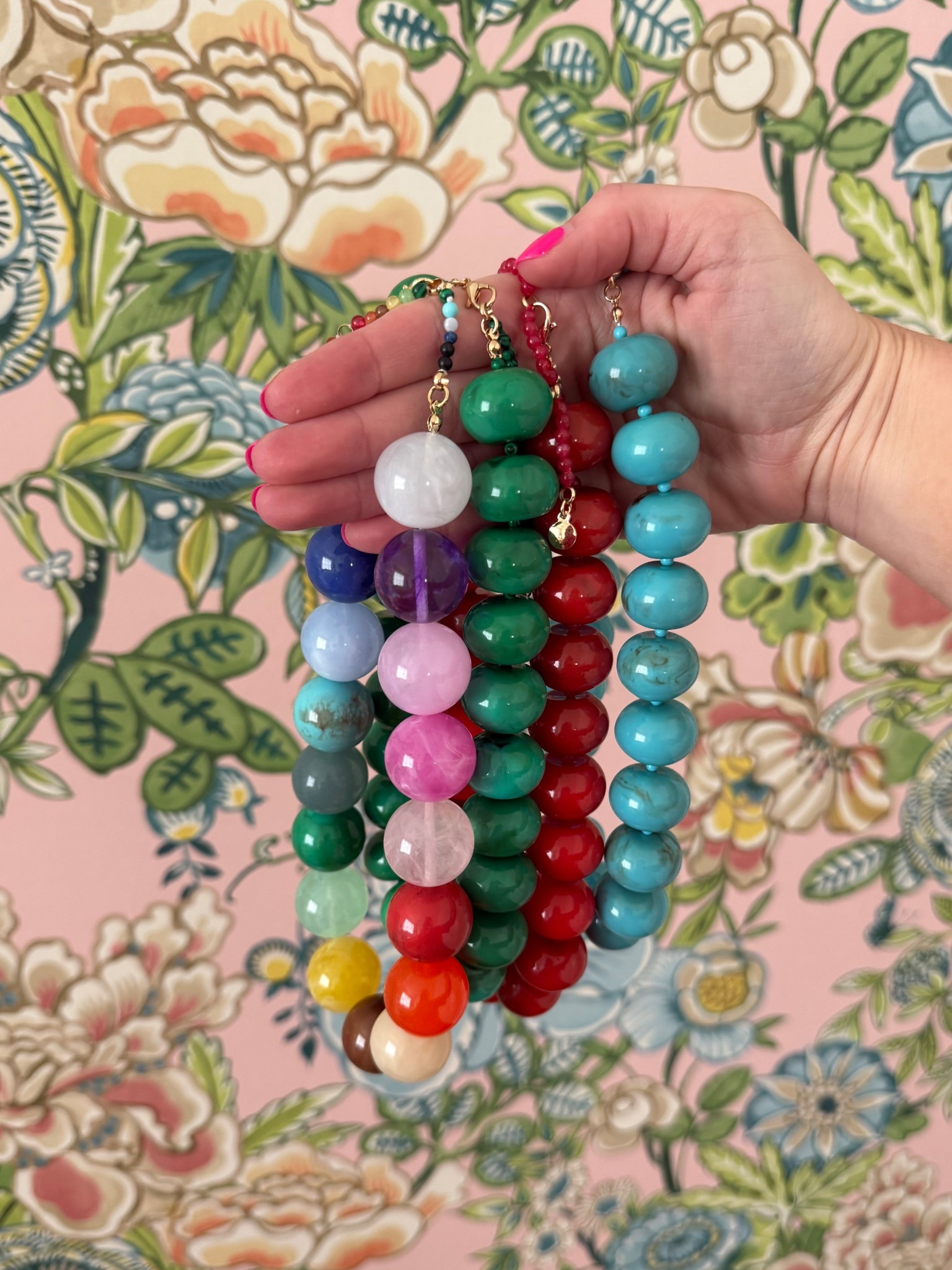 Rainbow beaded necklace / turquoise beaded necklace 