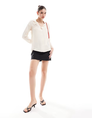 ASOS DESIGN ultimate satin shirt in ivory | ASOS (Global)