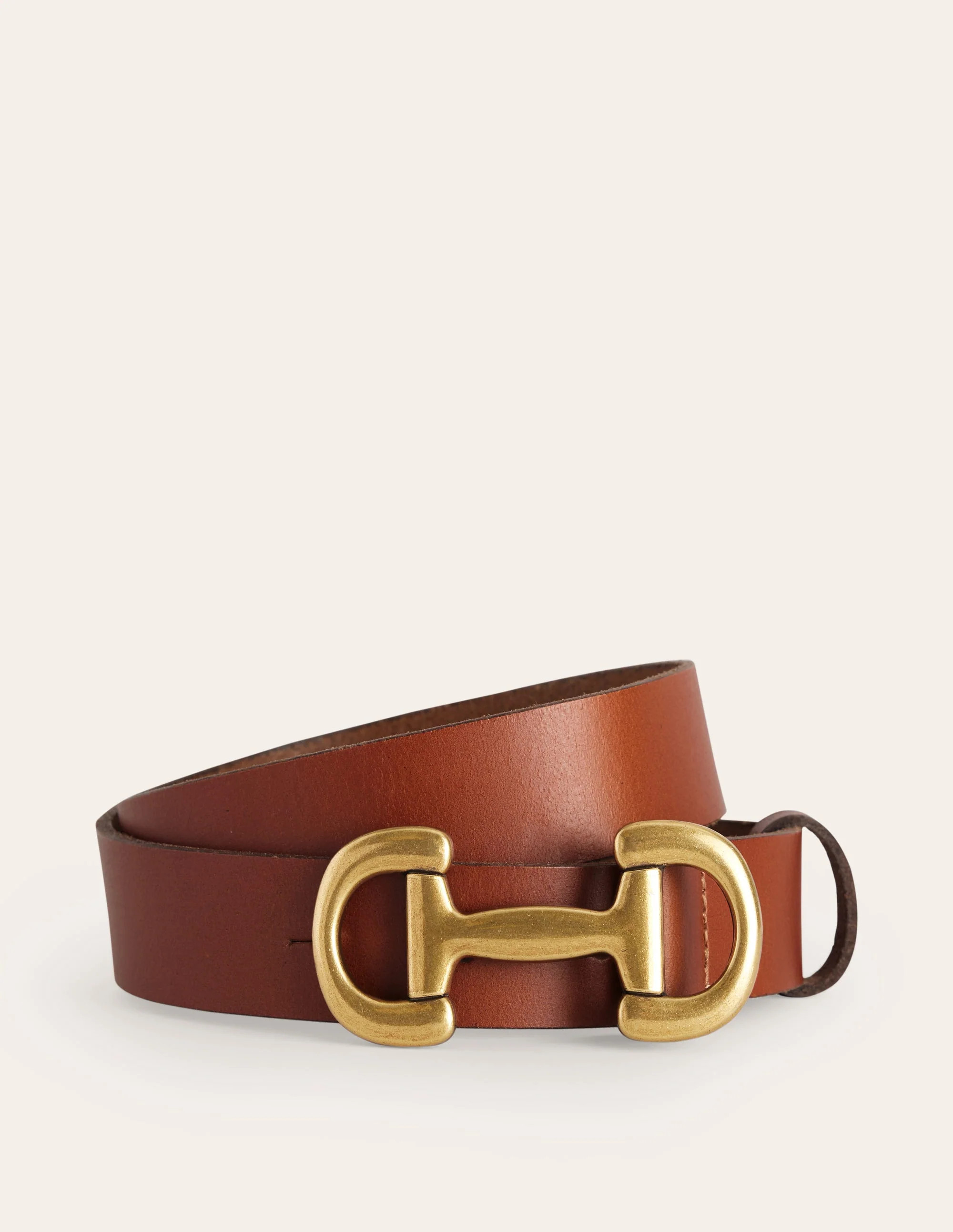 Boden Women's Iris Snaffle-Trim Leather Belt in Brown | Size Small | Boden UK