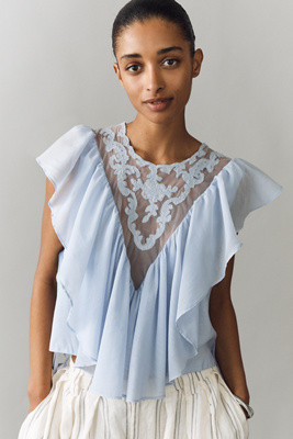 By Anthropologie Sheer Ruffle Top | Anthropologie (US)
