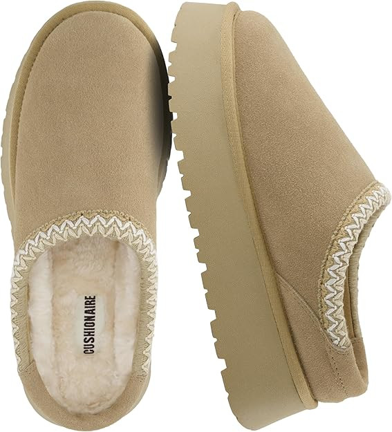 CUSHIONAIRE Kabuki Platform Boots Genuine Suede Fuzzy Mule Slippers for Women with Memory Foam | ... | Amazon (US)