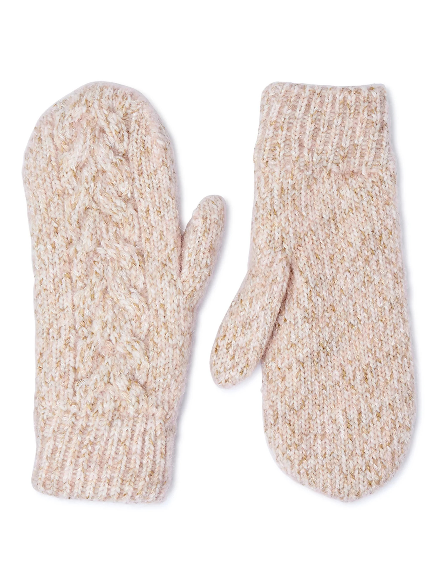 Time and Tru Women's Cable Knit Mittens - Walmart.com | Walmart (US)