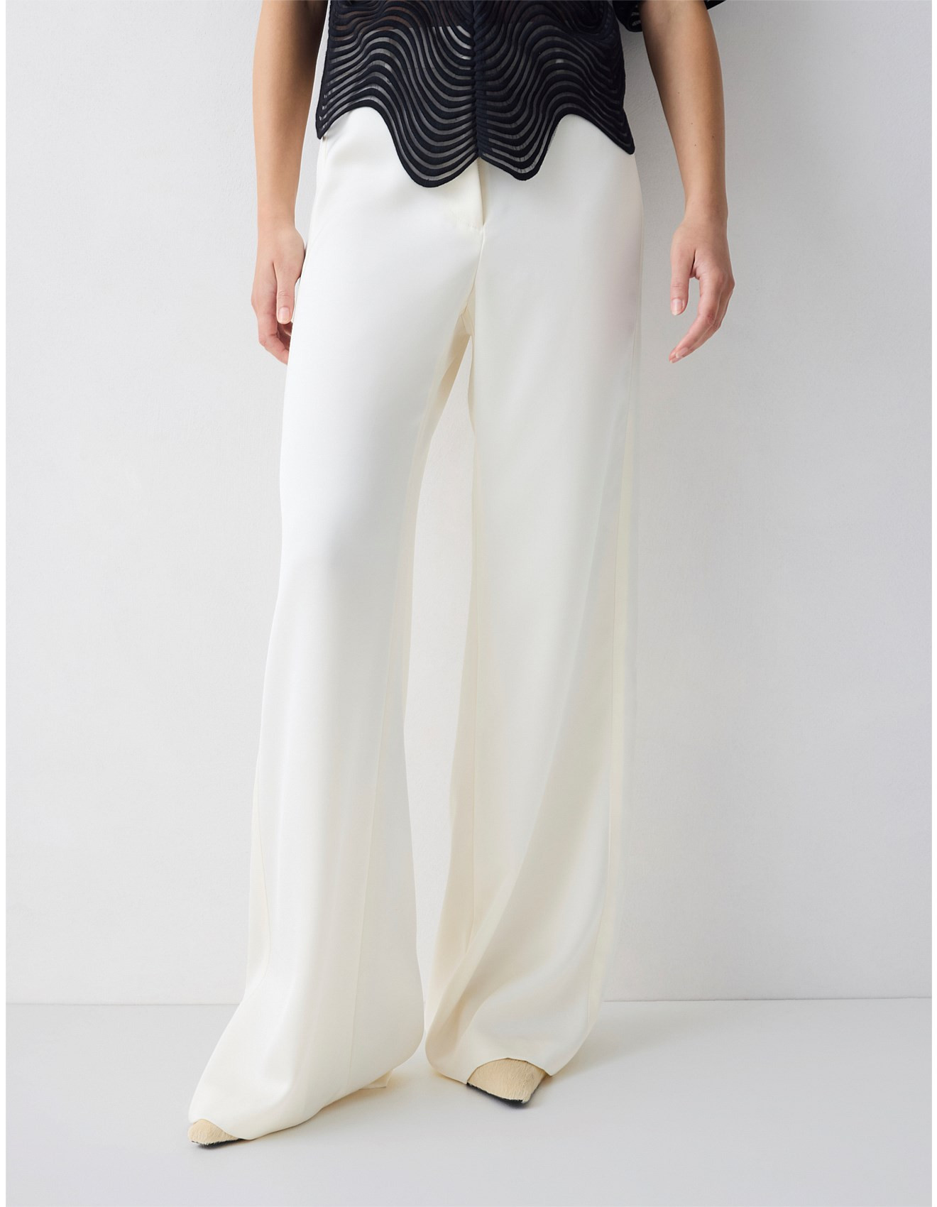 CREAM SATIN PULSE PANT | David Jones (Australia & New Zealand)