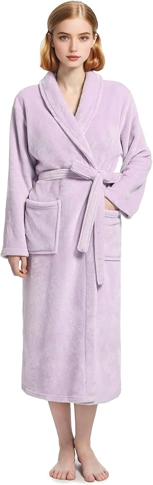 Plush Soft Robes for Women, Premium Fleece Womens Robe Cozy Warm Bathrobe | Amazon (US)
