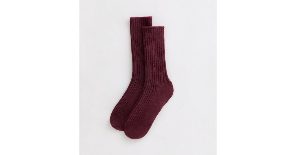 Burgundy Ribbed Stretch Knit Lounge Socks
						
						Add to Saved Items
						Remove from Saved... | New Look (UK)