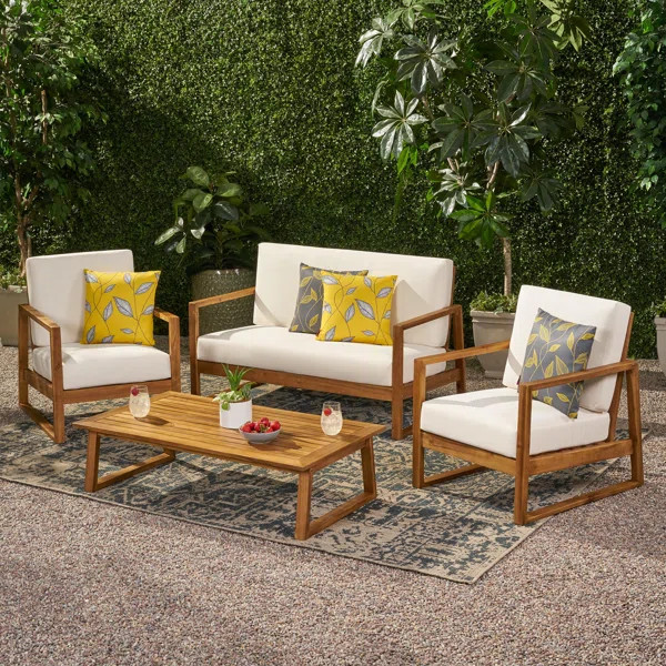 Broaddus Outdoor 4 Piece Sofa Seating Group with Cushions | Wayfair North America