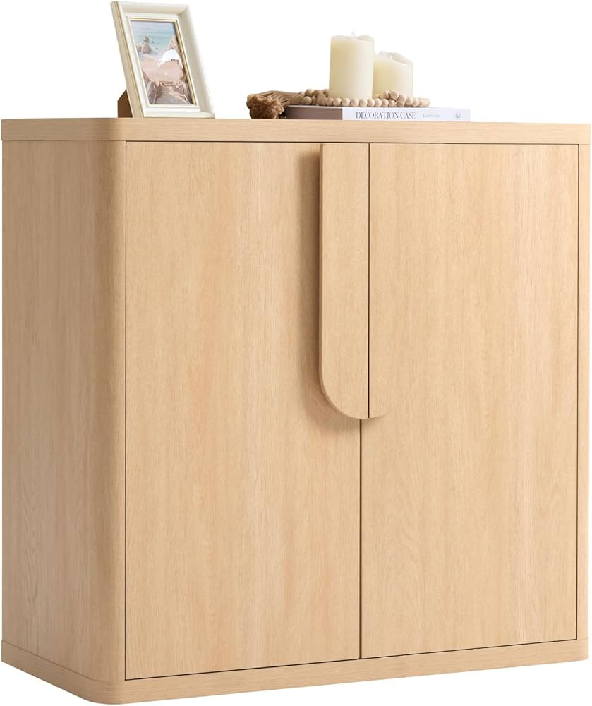 34.5'' Sideboard Buffet Cabinet W/Storage, Modern Accent Cabinets W/Curved Handles & Adjustable S... | Amazon (US)