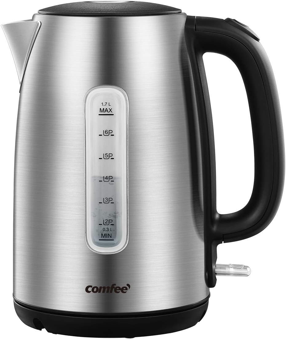 COMFEE' Stainless Steel Electric Kettle, 1.7 Liter Tea Kettle Electric & Hot Water Kettle, 1500W Fast Boil with LED Light, Auto Shut-Off and Boil-Dry Protection | Amazon (US)