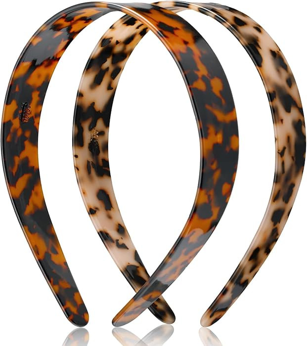 2 Pcs Tortoise Shell Wide Headband Wide Acetate Resin for Women's Hair No Headache Headband No Sl... | Amazon (US)